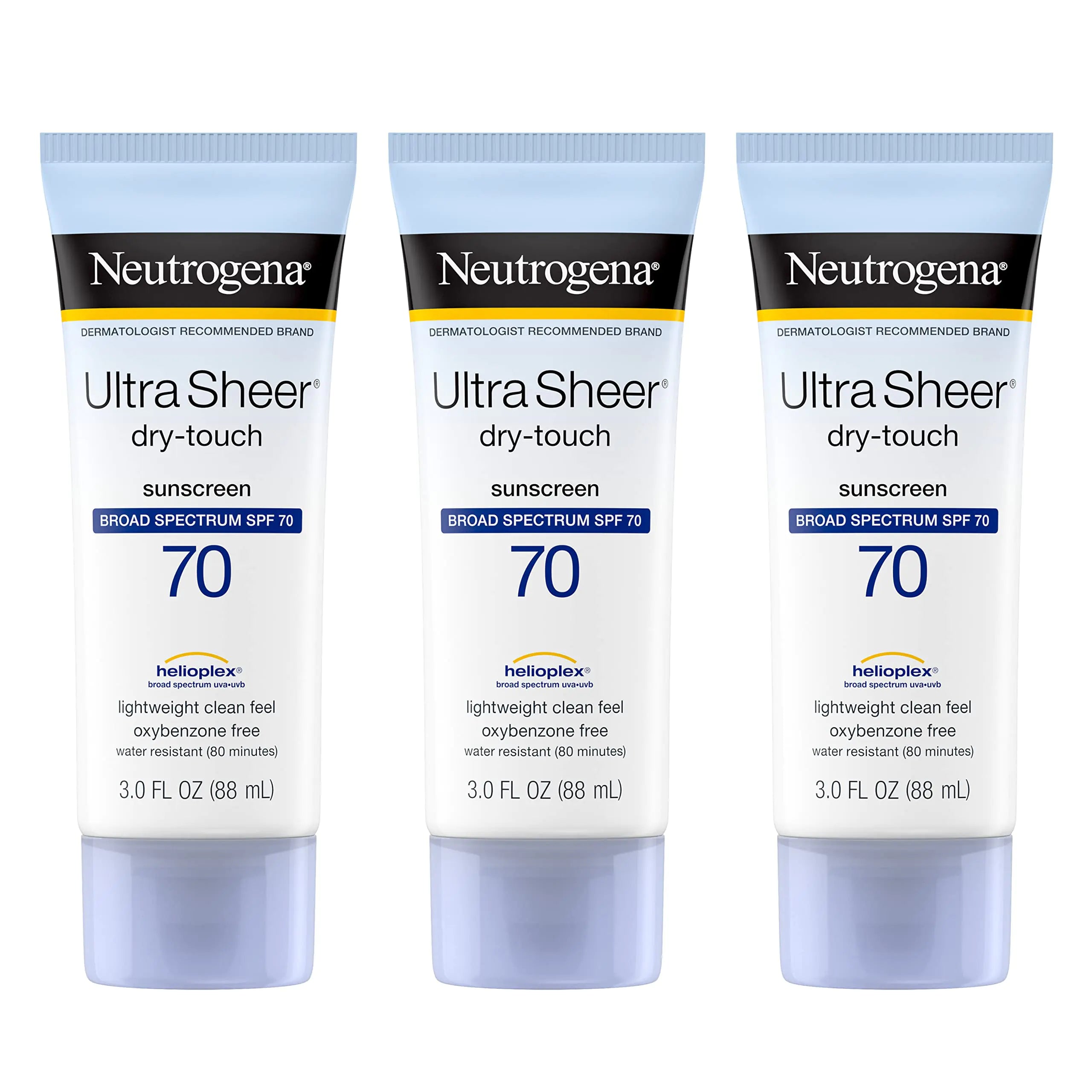 Neutrogena Ultra Sheer SPF 70 Lightweight Sunscreen Lotion 3 oz - 3 Pack