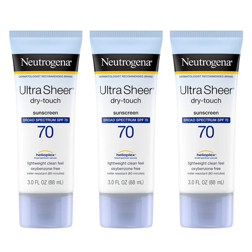 Neutrogena Ultra Sheer SPF 70 Lightweight Sunscreen Lotion 3 oz - 3 Pack